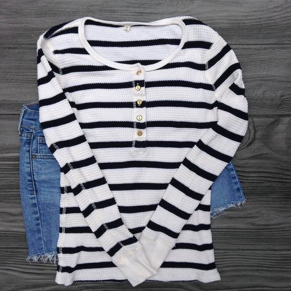 J. Crew Tops - J.Crew striped Henley thermal XS